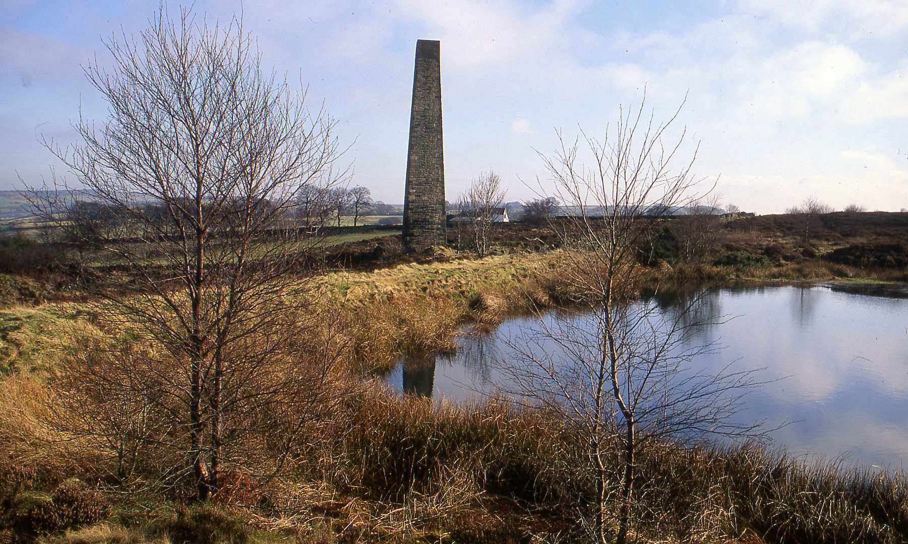 Stone Edge smelting site 1990 oldest free standing industrial  stack in UK